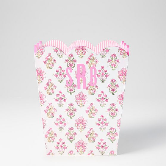 Block Print Scalloped Waste Bin