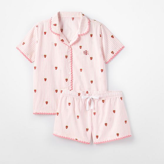 Embroidered Ric Rac Short Pajama Set