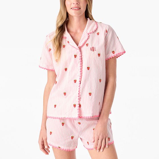 Embroidered Ric Rac Short Pajama Set