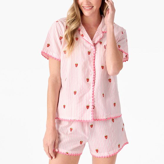 Embroidered Ric Rac Short Pajama Set