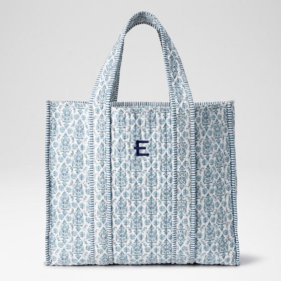 Block Print Quilted Oversized Tote