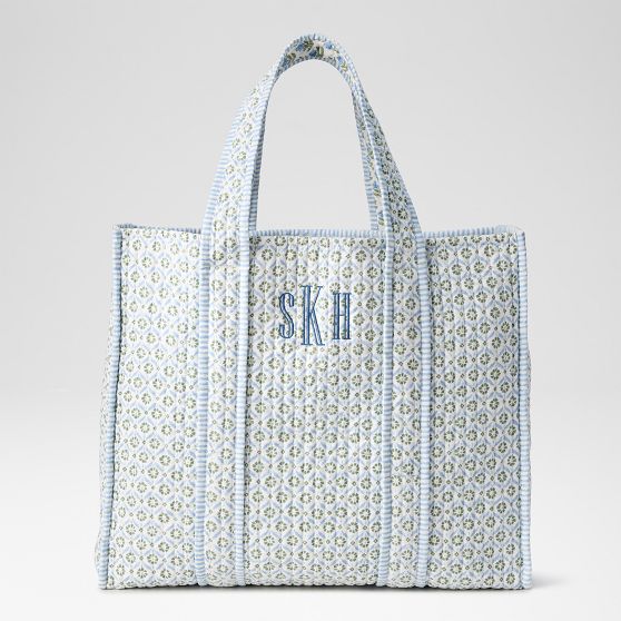 Block Print Quilted Oversized Tote