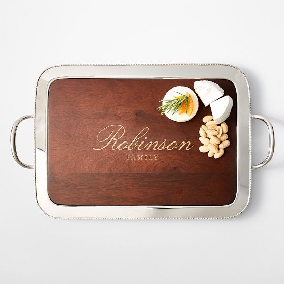 Celebration Silver and Wood Cheese Board Tray​