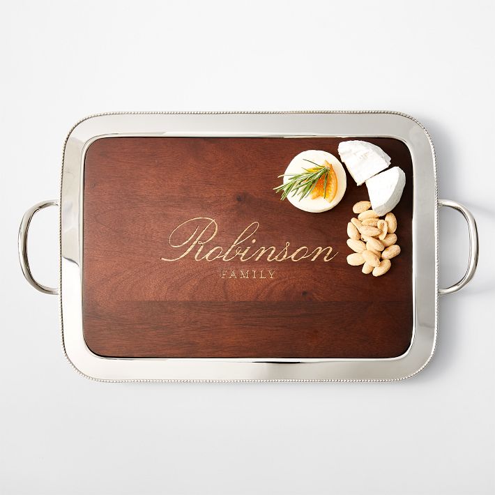Celebration Silver and Wood Cheese Board Tray