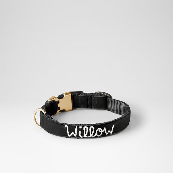 Hand-Embroidered Velvet Dog Collar