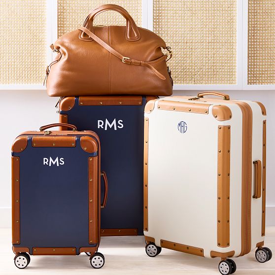 Leather Wrapped Expandable Carry-On Luggage