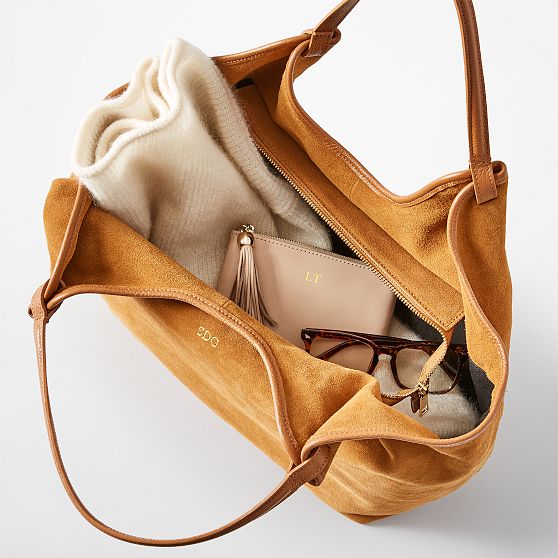 Livia Italian Suede Zip-Top Tote
