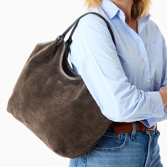 Livia Italian Suede Zip-Top Tote