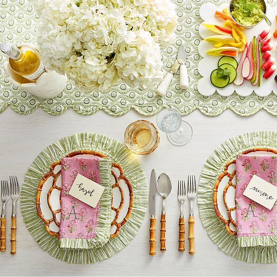 Block Print Ruffle Placemats, Set of 4