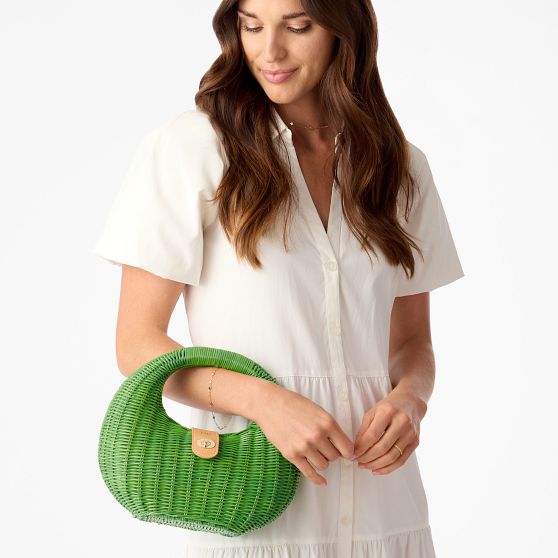 Marlowe Wicker and Leather Handbag