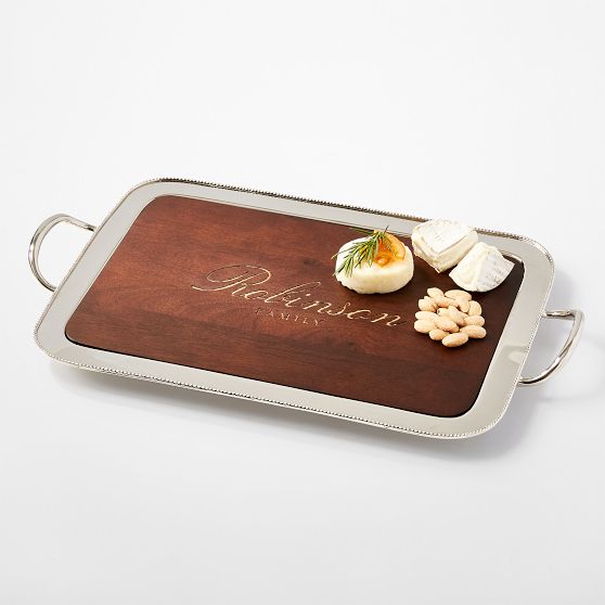Celebration Silver and Wood Cheese Board Tray​