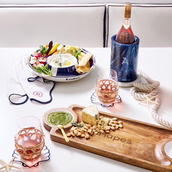 Wood and Enamel Dip Board Set