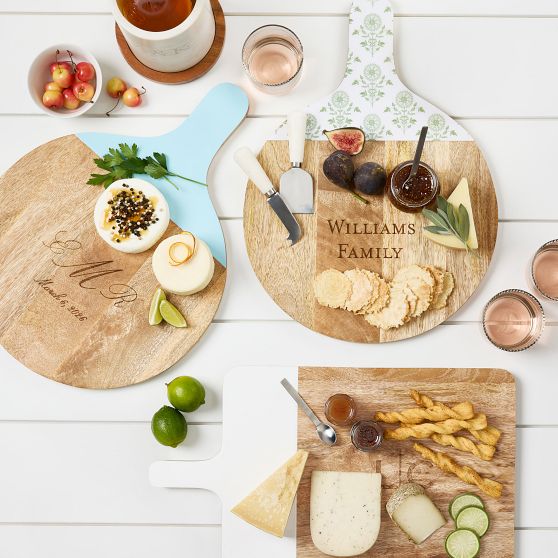 Wood and Enamel Round Handled Cheese Board​