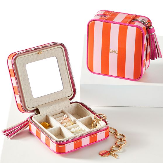 Small Cabana Stripe Travel Jewelry Case