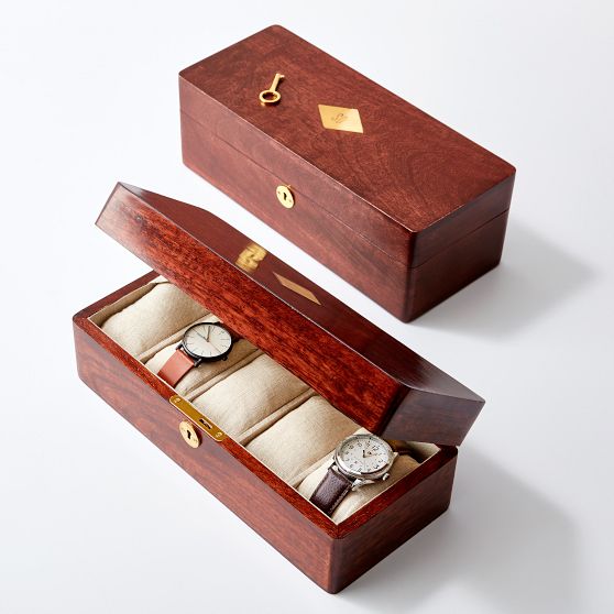 Brass Inlay Wood Watch Box