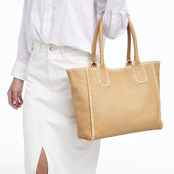 Handwoven Raffia Leather Tote