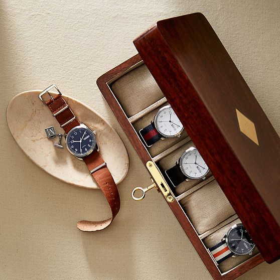 Brass Inlay Wood Watch Box