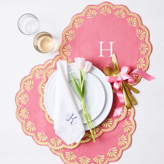 Embroidered Round Placemats, Set of 4