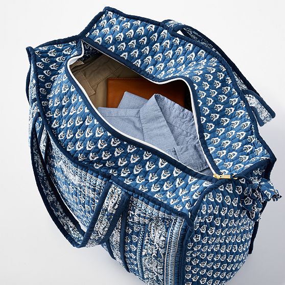 Bandana Block Print Quilted Zip-Top Tote