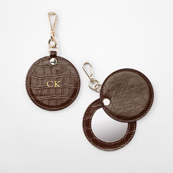 Embossed Croc Leather Mirror Keychain