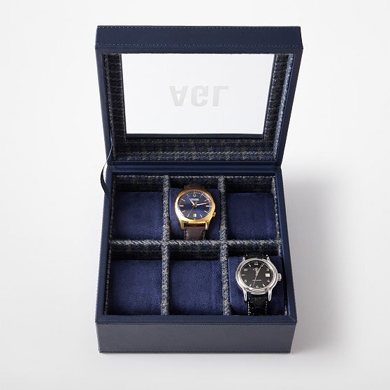 Leather and Houndstooth Watch Box