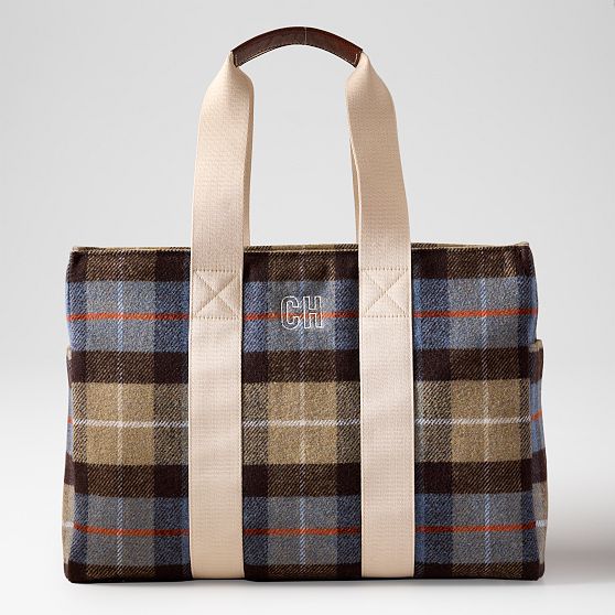 Sutton Plaid Wool and Canvas Tote