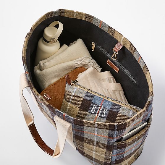 Sutton Plaid Wool and Canvas Tote