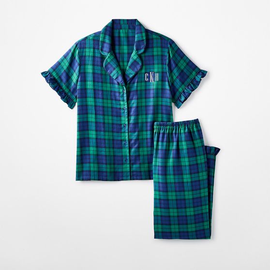 Tartan Short-Sleeve Pajama Pant Set