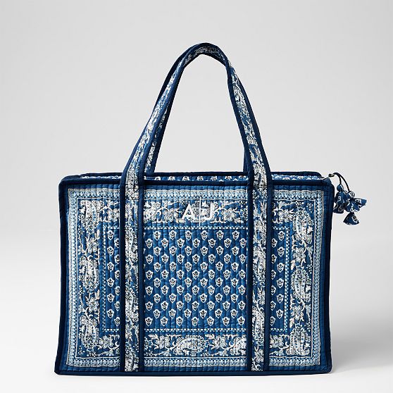 Bandana Block Print Quilted Zip-Top Tote