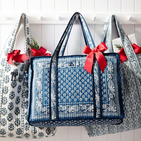 Block Print Quilted Oversized Tote
