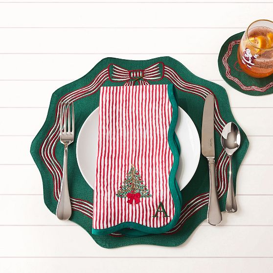 Embroidered Bow Placemats, Set of 4