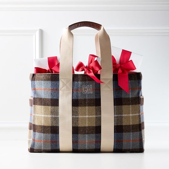 Sutton Plaid Wool and Canvas Tote
