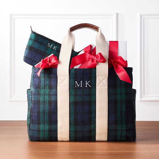 Sutton Plaid Wool and Canvas Tote
