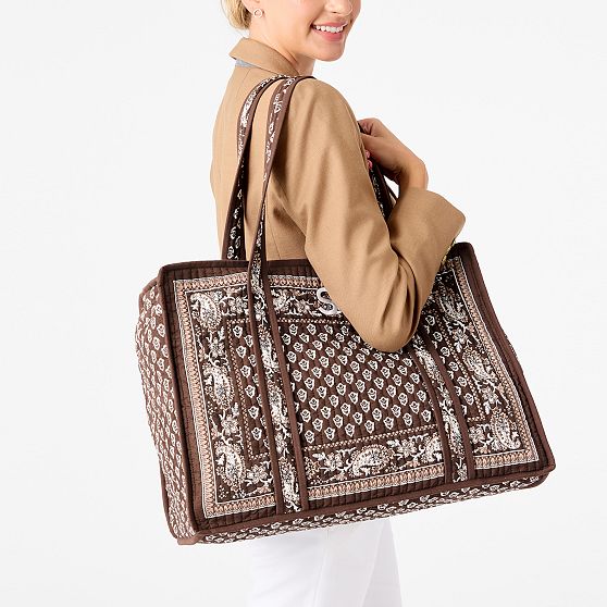 Bandana Block Print Quilted Zip-Top Tote