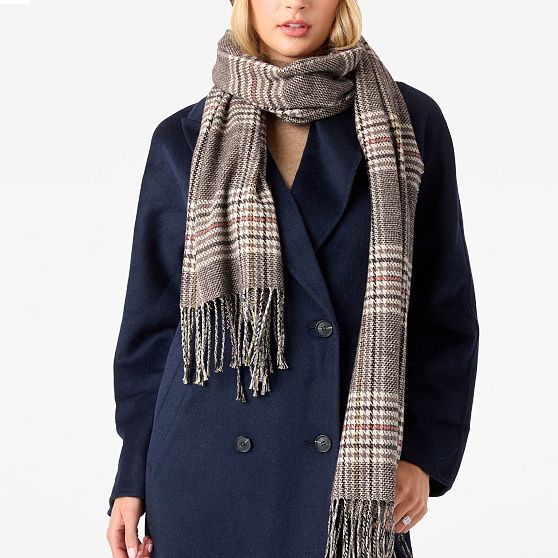 Italian Woven Cotton Plaid Scarf