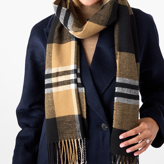 Italian Woven Cotton Plaid Scarf