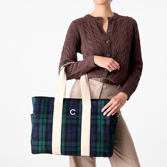 Sutton Plaid Wool and Canvas Tote