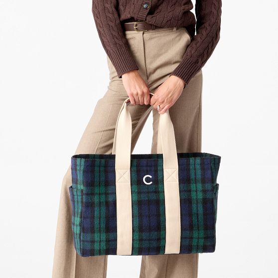 Sutton Plaid Wool and Canvas Tote
