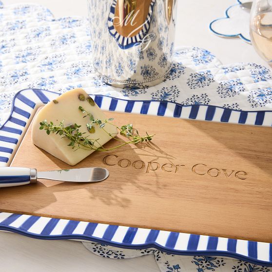 Striped Ceramic Cheese Board Set