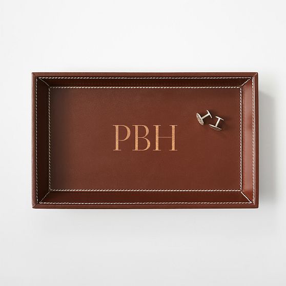 Classic Leather Top Stitch Catchall Tray | Mark and Graham