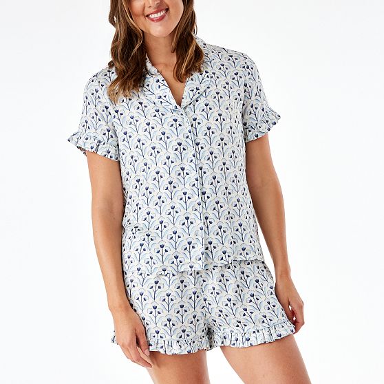 Ruffle Sateen Short Pajamas