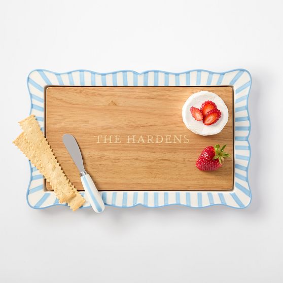 Striped Ceramic Cheese Board Set