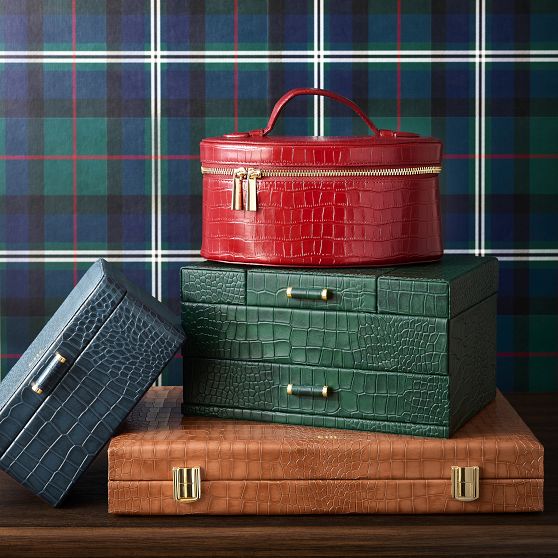 Embossed Croc Leather Train Case​