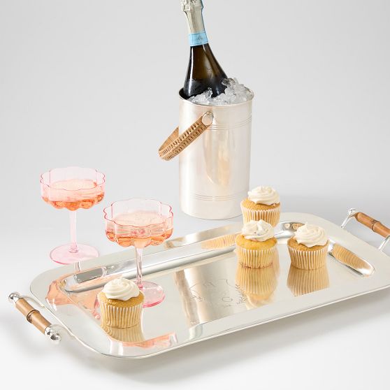 Silver and Bamboo Serving Tray
