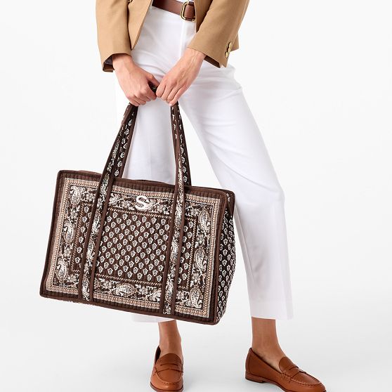 Bandana Block Print Quilted Zip-Top Tote