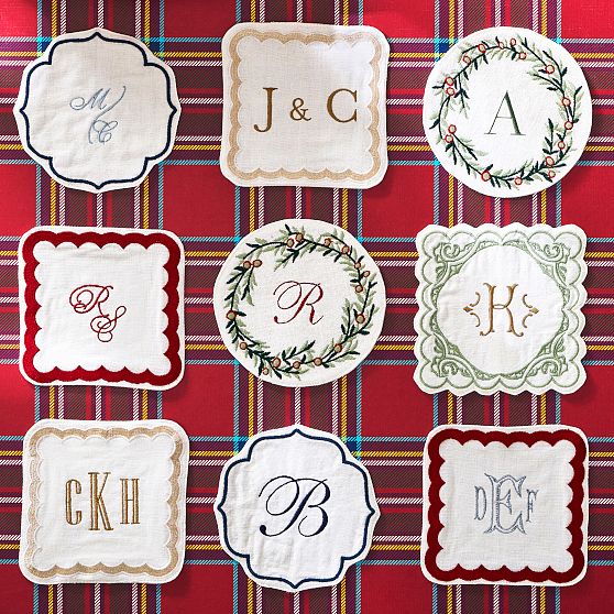 Bespoke Embroidered Coasters, Set of 4