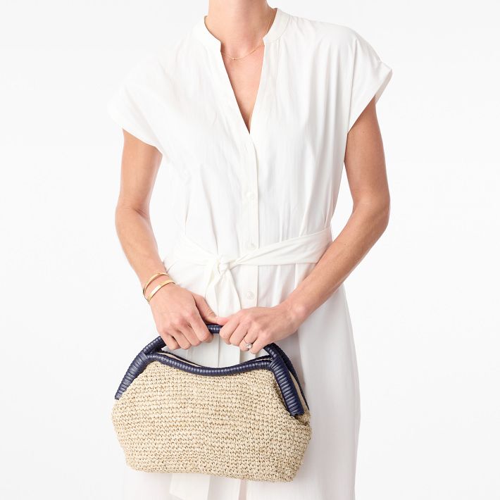 Handwoven Raffia Top-Handle Clutch | Mark and Graham