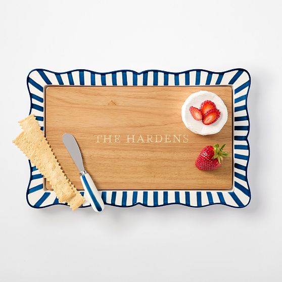 Striped Ceramic Cheese Board Set