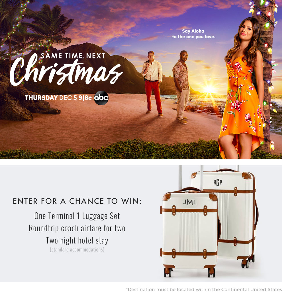 Enter for a chance to win: One Terminal 1 Luggage Set, Roundtrip coach airfare for two, Two night hotel stay (standard accommodations) *Destination must be located within the Continental United States.
