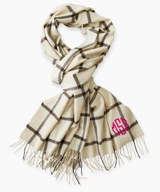 blanket scarf with fringe windowpane